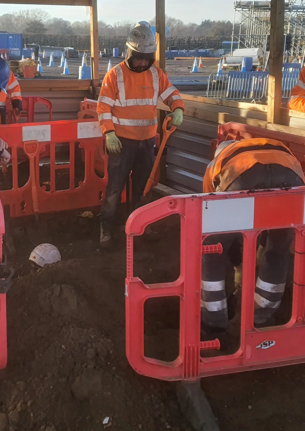 Excavation area prepared for practical safe digging training