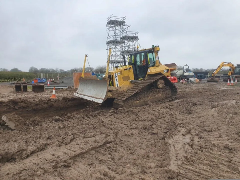 Construction machinery on a supervised training site